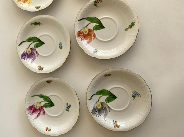 Herend 734 El Boyama Çiçek Desenli Fincan Tabağı 14,5cm 6 Parça - 4