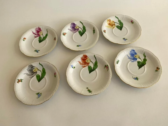 Herend 734 El Boyama Çiçek Desenli Fincan Tabağı 14,5cm 6 Parça - 3