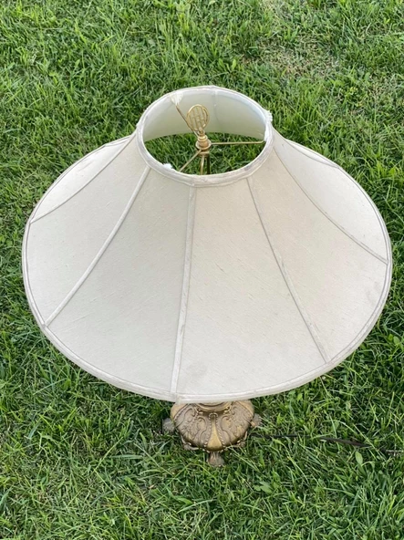 Beyaz Porselen Gövde Antika Abajur 80cm - 7