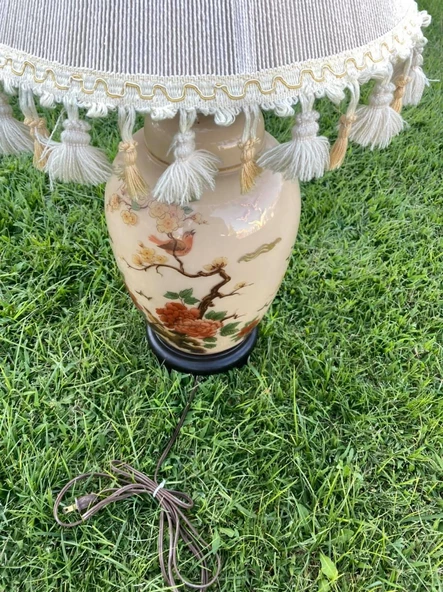 Gül Motifli Antika Porselen Abajur 70cm - 6