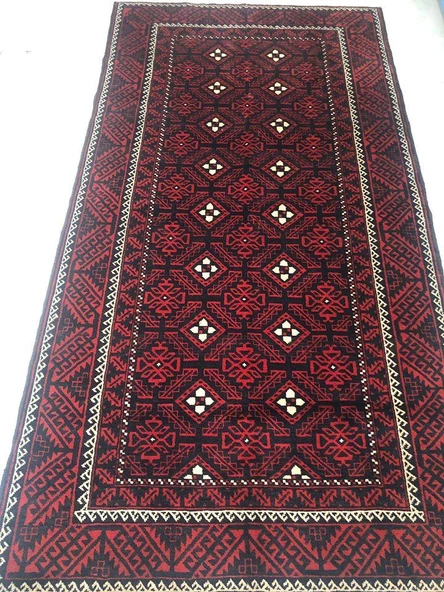+40 YILLIK ANTİK İRAN BALUCH EL DOKUMASI YÜN HALI 255x135cm 3.39m2 - 2