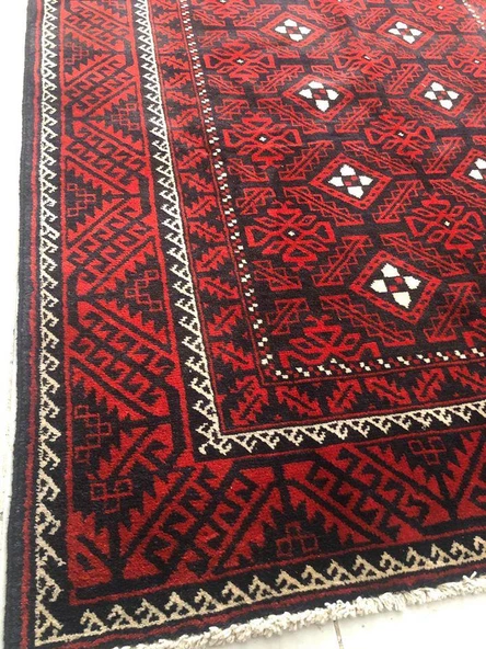+40 YILLIK ANTİK İRAN BALUCH EL DOKUMASI YÜN HALI 255x135cm 3.39m2 - 9