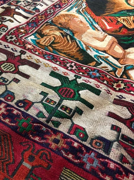 Meryem Ana - İsa Desenli El Dokuma Kilim Halı  114x187 cm - 6