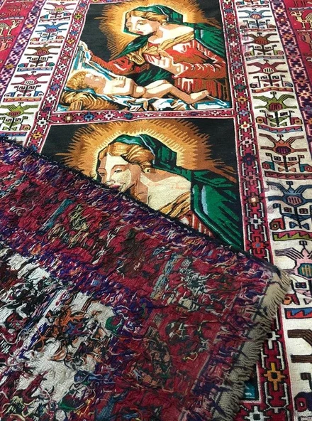 Meryem Ana - İsa Desenli El Dokuma Kilim Halı  114x187 cm - 4