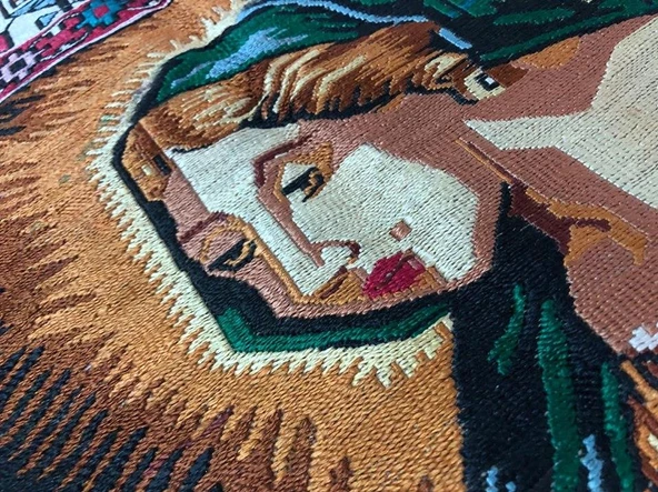 Meryem Ana - İsa Desenli El Dokuma Kilim Halı  114x187 cm - 7