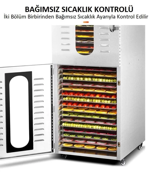 Dalle Dijital, Paslanmaz Gıda ve Meyve Kurutma Makinesi 32 Tepsili - 2