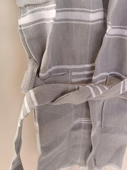 Kapüşonlu Çocuk Peştamal Bornoz 1-5 Yaş Gri - 10