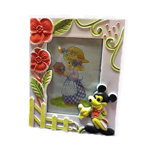 9x13 cm Plastik Fotoğraf Çerçevesi - Renkli Mickey Mouse Desenli Camlı Çerçeve