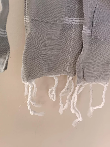 Kapüşonlu Çocuk Peştamal Bornoz 1-5 Yaş Gri - 11