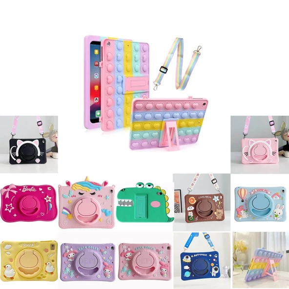 Apple iPad 10. Nesil 10.9 2022 Kılıf Cute Dolls Standlı Eğlenceli 3D Karekterli Çocuk Kılıfı A2696 A2757 A2777