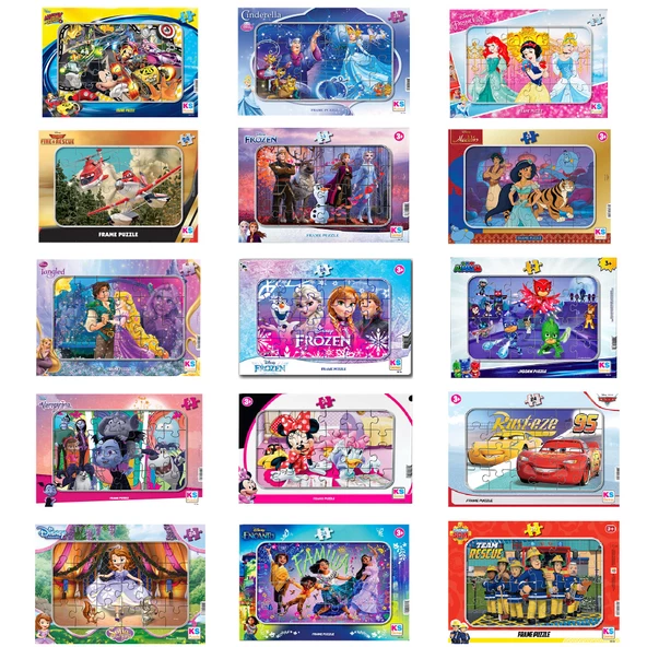 Disney Kahramanları Lisanslı Frame 24 Parça 5'li Karma Puzzle Set