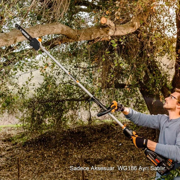 WORX WA0222 WG186E.1 ile Uyumlu 25CM Teleskobik Uzatmalı Zincirli Dal Budama Başlığı - 6