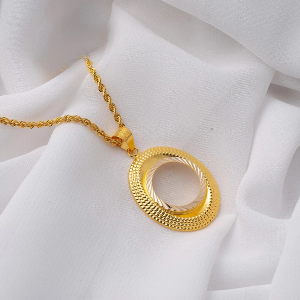 Oval Çerçeve Çeyrek Altınlık Kolye - Resim 5