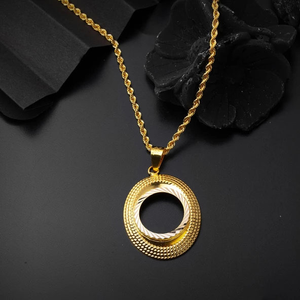 Oval Çerçeve Çeyrek Altınlık Kolye - Resim 4