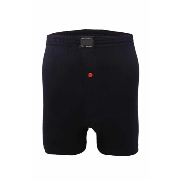 Düğmeli Pamuklu Erkek Penye Boxer Lacivert - 1146A