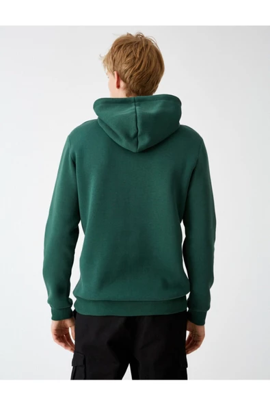 Erkek Yeşil Kapüsonlu Uzun Kollu Sweatshirt - 4