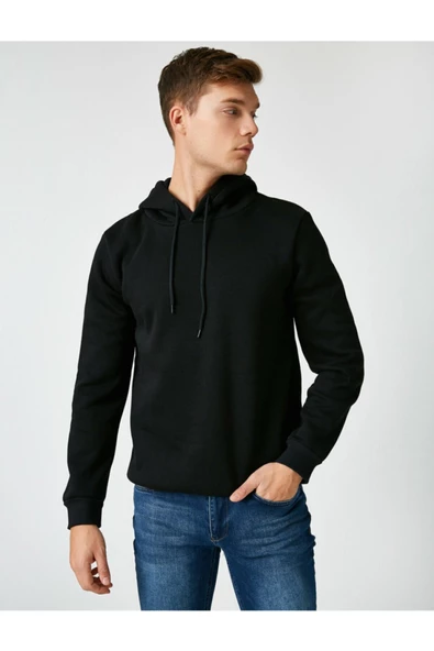 Erkek Yeşil Kapüsonlu Uzun Kollu Sweatshirt - 8