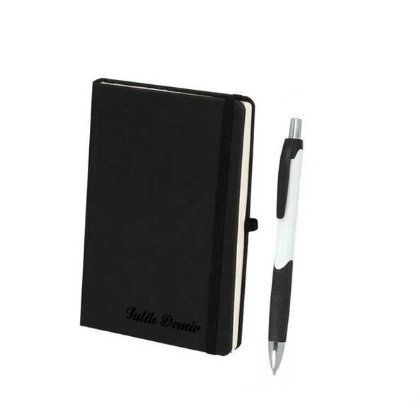 İsme Kişiye Özel Termo Lastikli Mini Not Defteri Kalem Seti 9x14 - 3