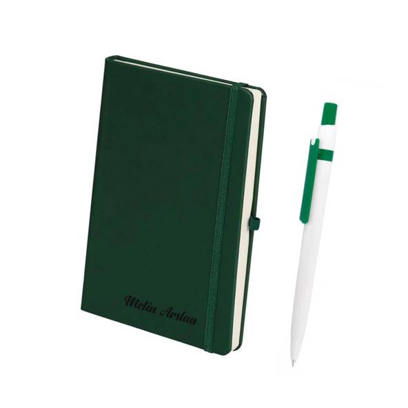 İsme Kişiye Özel Termo Lastikli Mini Not Defteri Kalem Seti 9x14 - 6