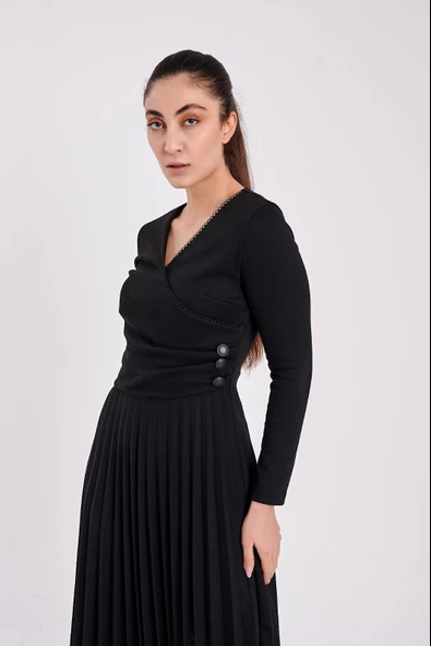 Modatalika Kadın Pileli Günlük Şık Elbise - Resim 5