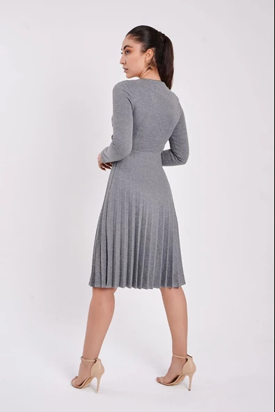 Modatalika Kadın Pileli Günlük Şık Elbise - Resim 4