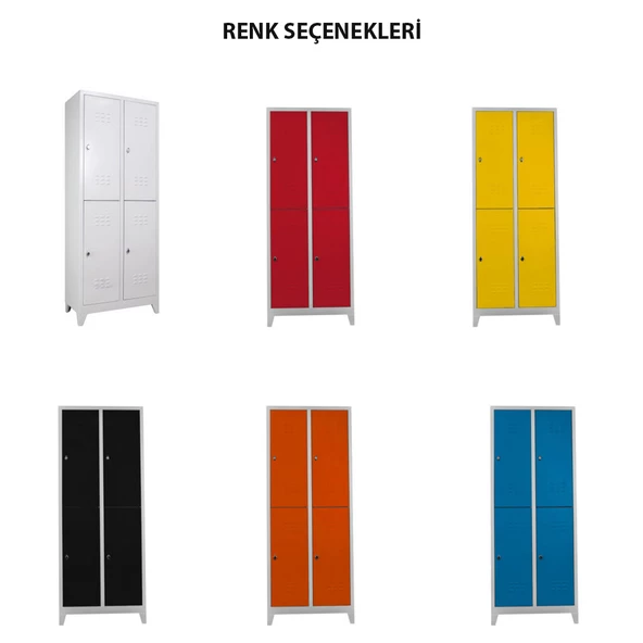 Jessan Ofis 4 lü Standart Soyunma Dolabı Gri-Kırmızı - Resim 3