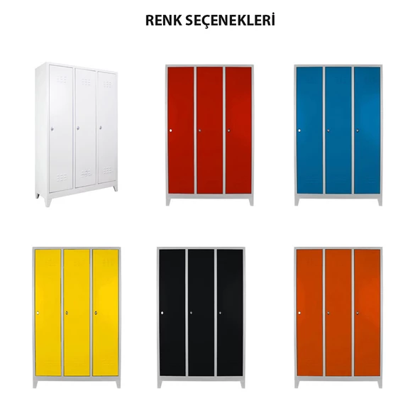 Jessan Ofis 3 lü Standart Soyunma Dolabı Gri-Mavi - Resim 5