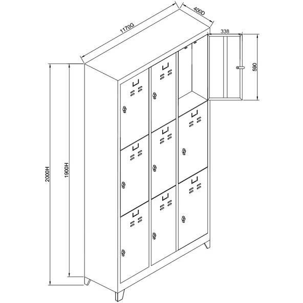 Jessan Ofis 9 lu Standart Soyunma Dolabı Gri-Turuncu - Resim 3