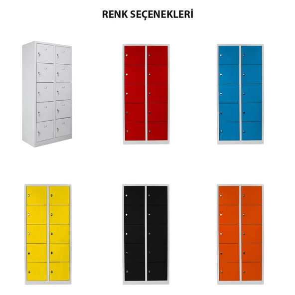 Jessan Ofis 10 Gözlü Öğretmen Öğrenci Dolabı Gri-Kırmızı - Resim 4