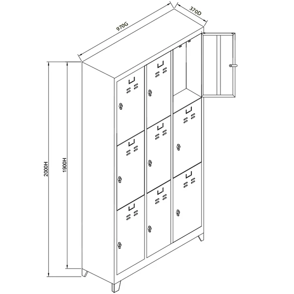 Jessan Ofis 9 lu Eko Soyunma Dolabı Gri-Sarı - 3