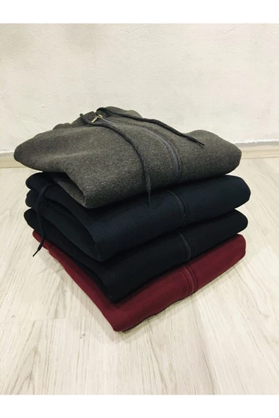 MASSİ İÇİ KALIN FERMUARLI KAPÜŞONLU MONT HIRKA SİYAH BATTALBÜYÜK BEDEN - 3