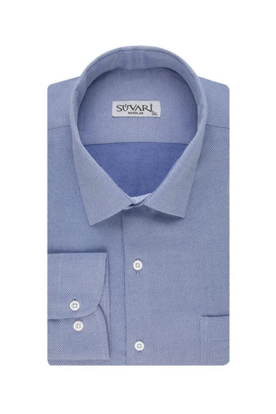 Bol Kesim Armür Desenli Gömlek Beyaz - Resim 7