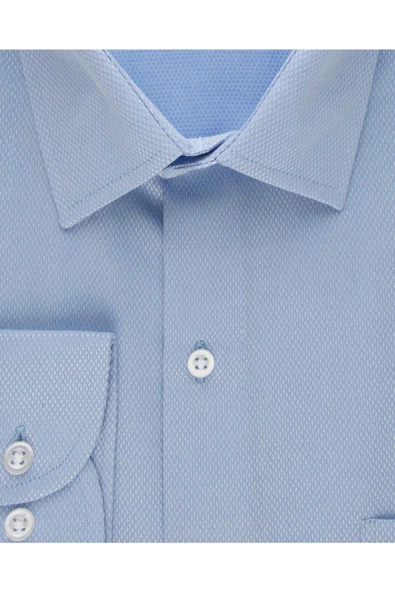 Bol Kesim Armür Desenli Gömlek Beyaz - Resim 4