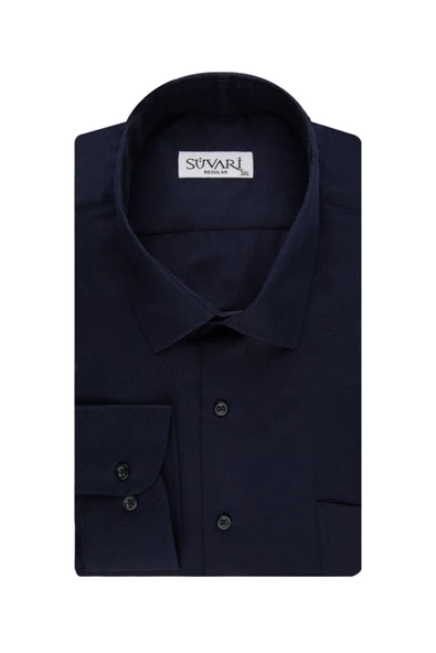 Bol Kesim Armür Desenli Gömlek Beyaz - Resim 3