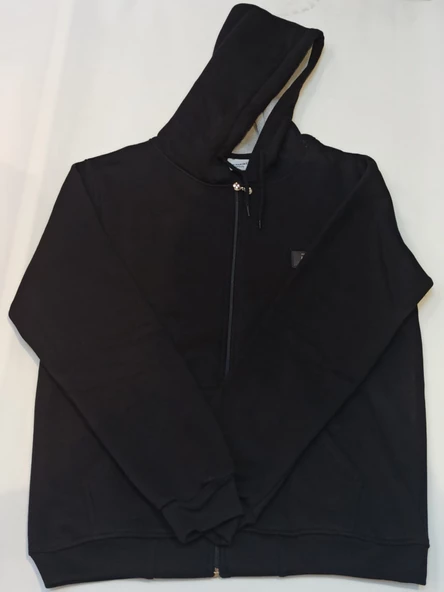 BLUES MODA Massi  Unisex Koyu Gri  Büyük Beden İçi kalın yumuşak Kapşonlu Fermuarlı Polar Hırka - 3