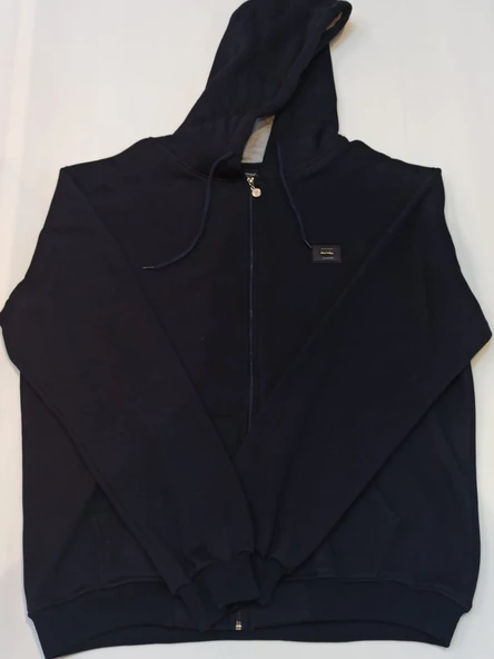 BLUES MODA Massi  Unisex Koyu Gri  Büyük Beden İçi kalın yumuşak Kapşonlu Fermuarlı Polar Hırka - 6