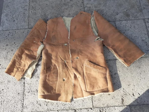 Parça Deri Kürk Güderi - Yarı Mamül Hakiki Deri Mont Yelek - 6