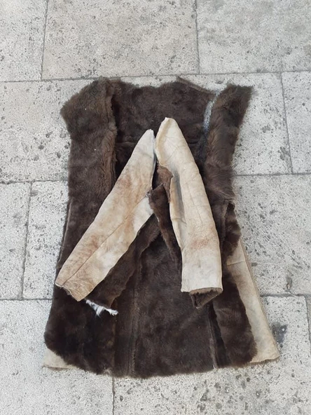 Parça Deri Kürk Güderi - Yarı Mamül Hakiki Deri Mont Yelek - 12