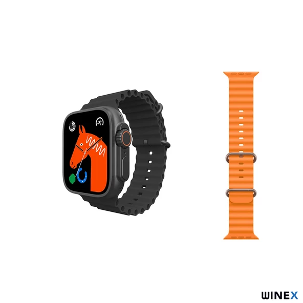 Winex GS8 Ultra Android İos HarmonyOs Uyumlu 3 Kordonlu Akıllı Saat Siyah - Resim 3
