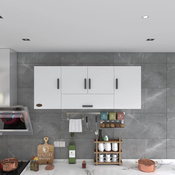 Kenzlife hazır mutfak acus22 byz 060*150*22 mutfak banyo dolabı kapaklı raflı - Resim 4