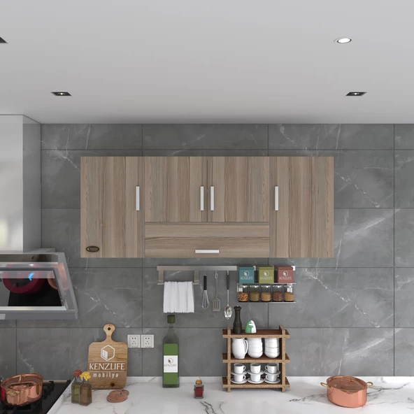 Kenzlife hazır mutfak acus22 crd 060*150*22 mutfak banyo dolabı kapaklı raflı - Resim 4