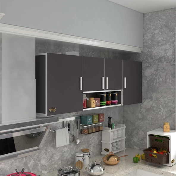 Kenzlife hazır mutfak packey gri 060*180*22 mutfak banyo dolabı kapaklı raflı