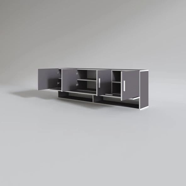 Kenzlife hazır mutfak perenna gri 060*180*22 mutfak banyo dolabı kapaklı raflı - Resim 3