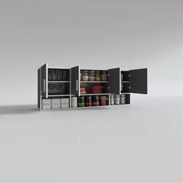 Kenzlife hazır mutfak konsta gri 060*150*22 mutfak banyo dolabı kapaklı raflı - Resim 2