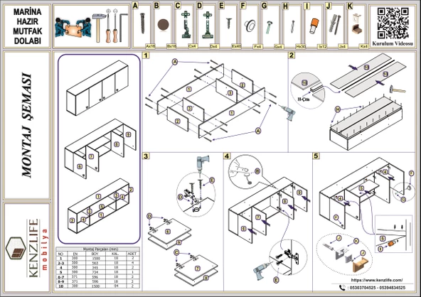 Kenzlife hazır mutfak marina crd 060*150*22 mutfak banyo dolabı kapaklı raflı - Resim 5