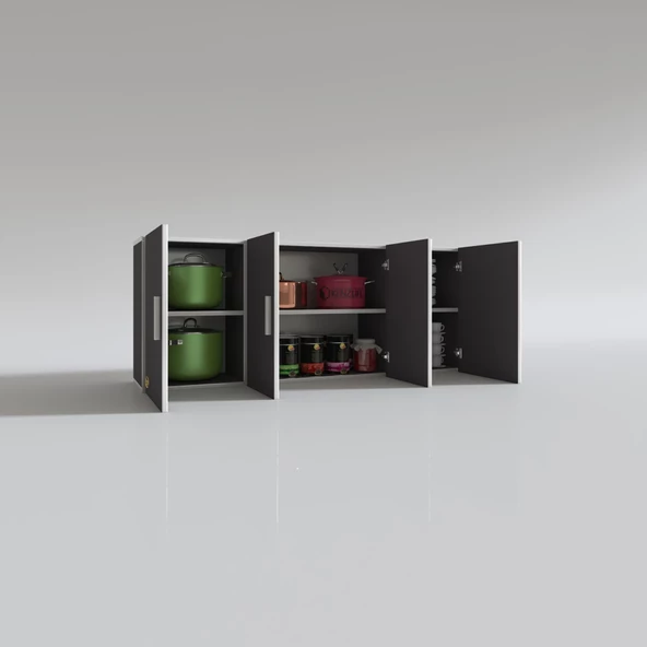 Kenzlife hazır mutfak marina gri 060*150*22 mutfak banyo dolabı kapaklı raflı - Resim 3