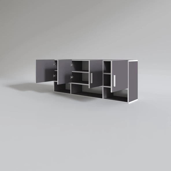 Kenzlife hazır mutfak konsta gri 060*150*22 mutfak banyo dolabı kapaklı raflı - Resim 3