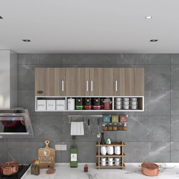 Kenzlife hazır mutfak konsta crd 060*150*22 mutfak banyo dolabı kapaklı raflı - Resim 4