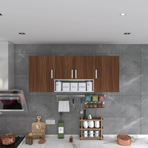 Kenzlife hazır mutfak floro22 cvz 060*150*22 mutfak banyo dolabı kapaklı raflı - Resim 4