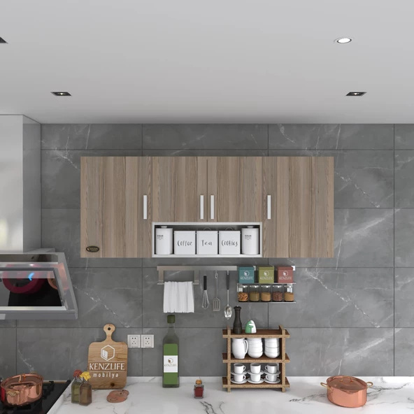 Kenzlife hazır mutfak floro22 crd 060*150*22 mutfak banyo dolabı kapaklı raflı - Resim 3